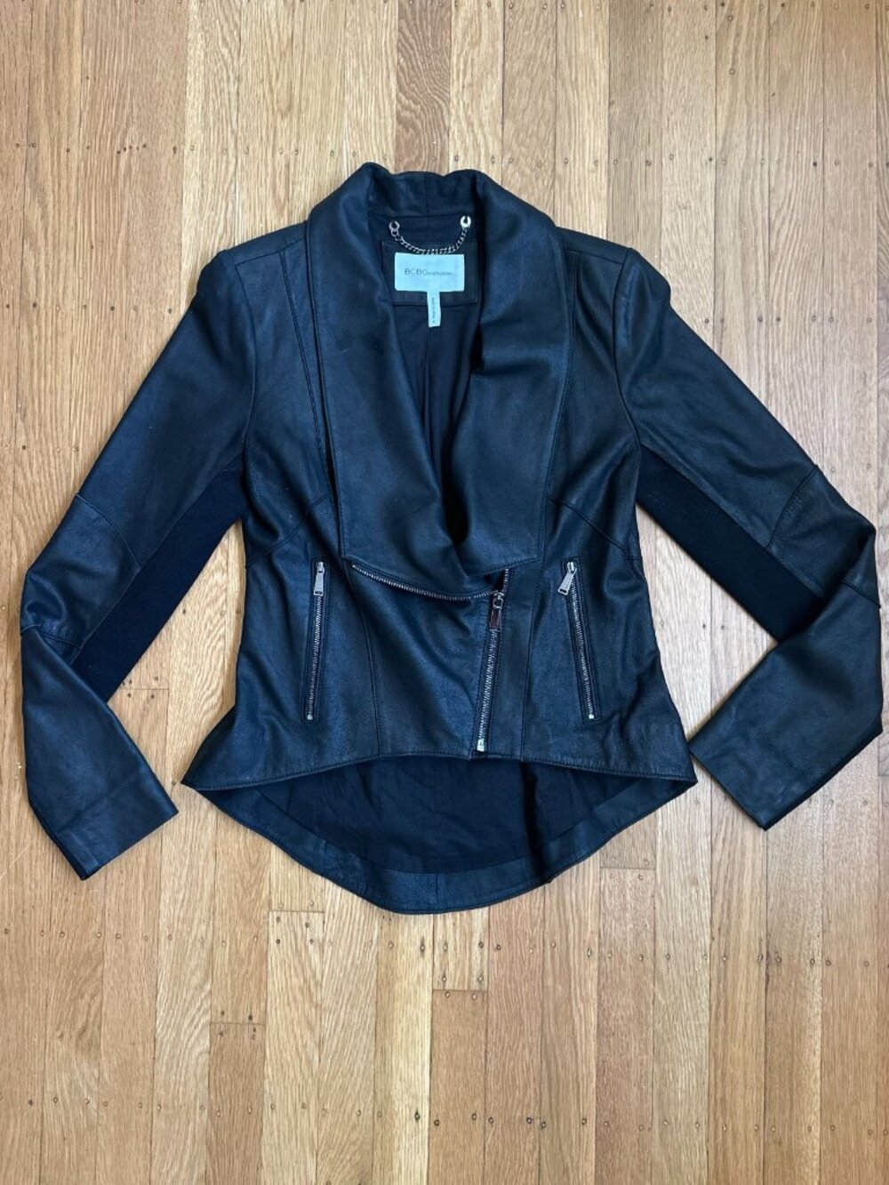 BCB Generation 100% Leather Black Moto Jacket – Women Small